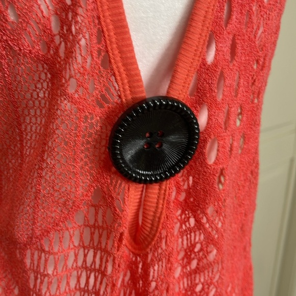 NWT Lily by Firmiana Women's Asymmetrical Orange Crochet Knit Tunic Top, Size 2X - Picture 4 of 12